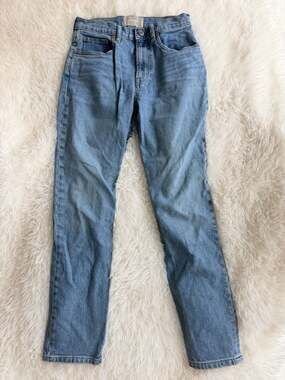 Everlane High Rise Straight Leg Jeans in Medium Blue Wash